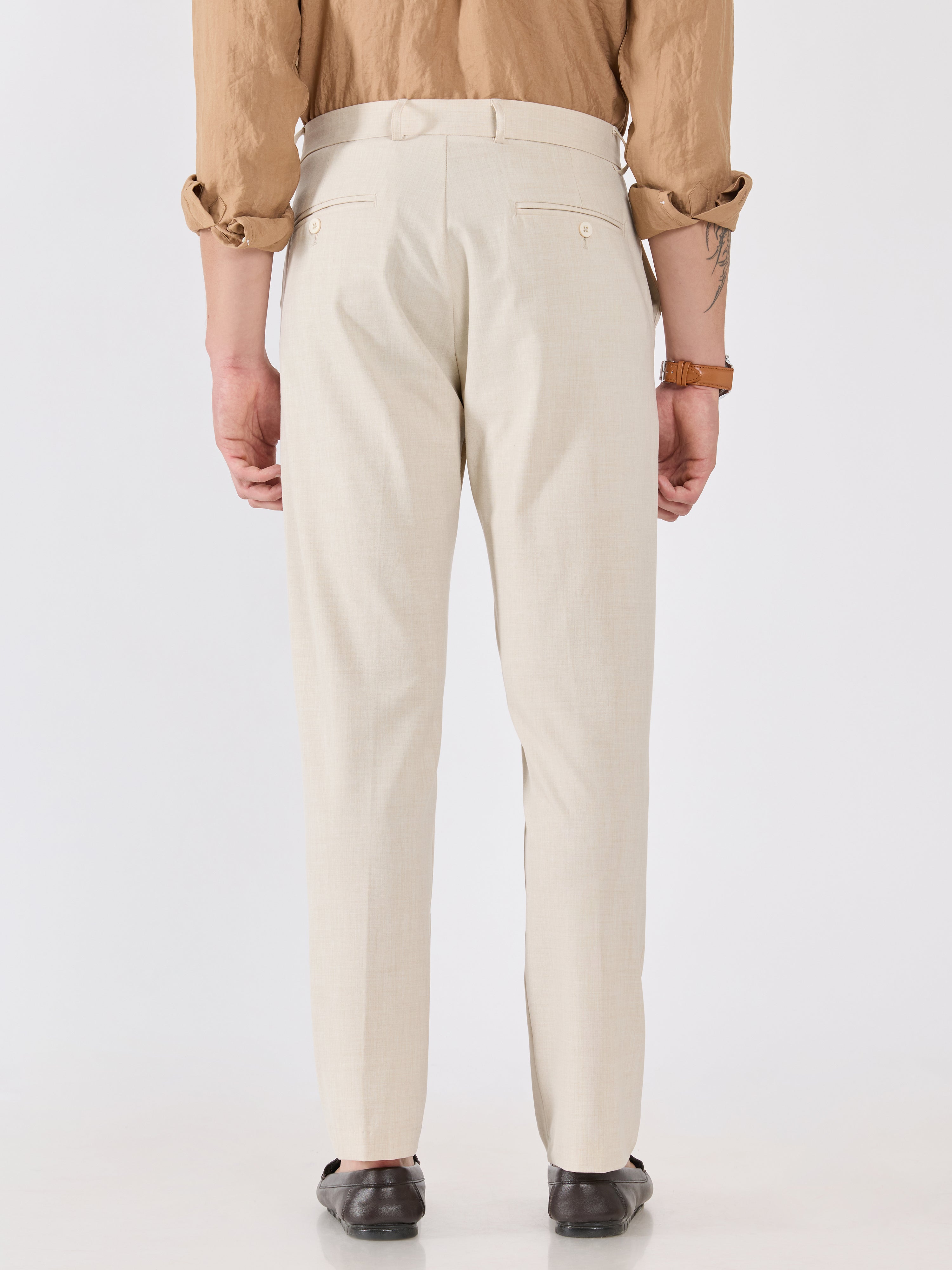 Men's Slim Fit Formal Pant - cream
