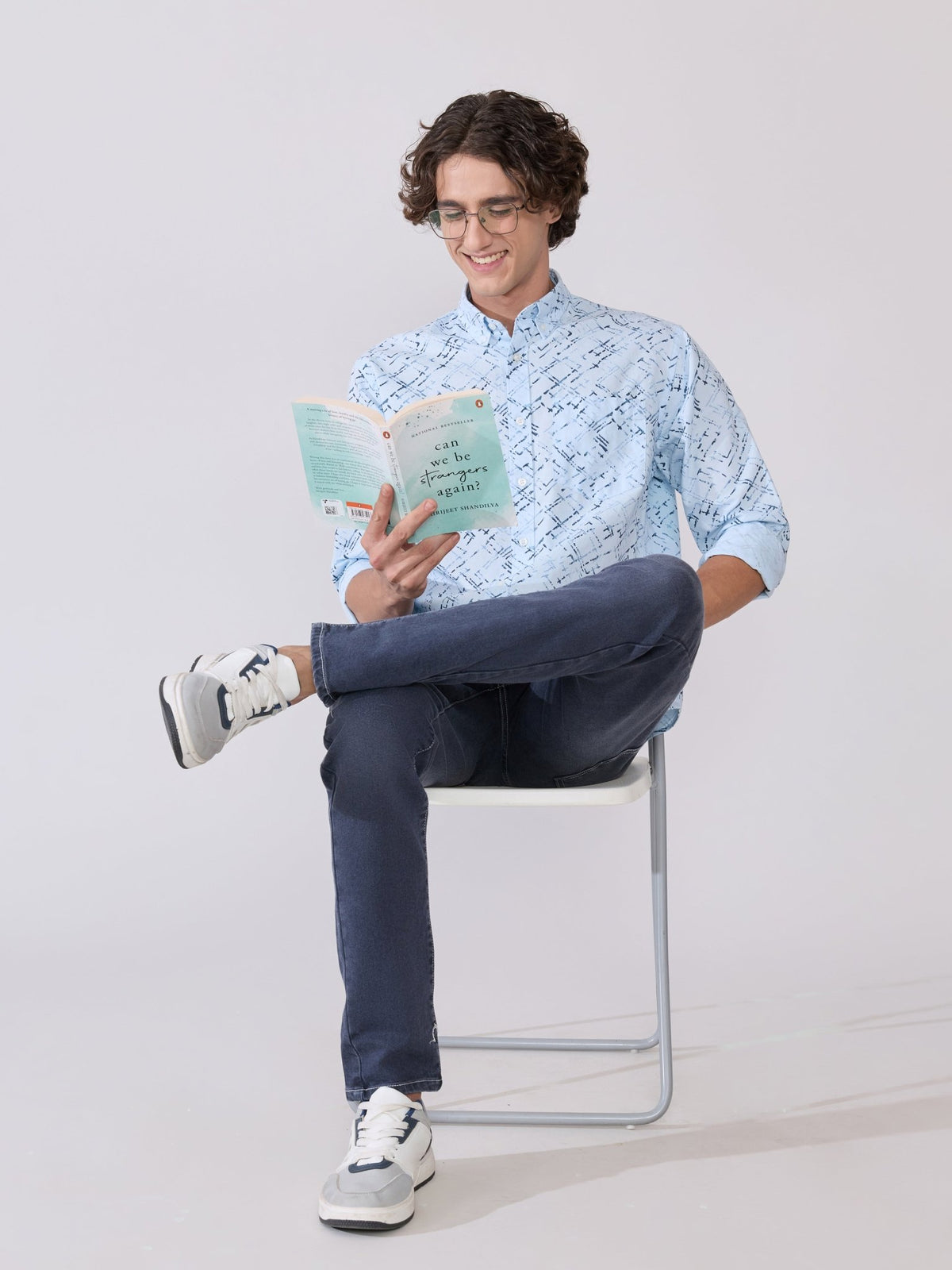 Nefilo - Oxford Printed Shirt - Blue - Espanshe