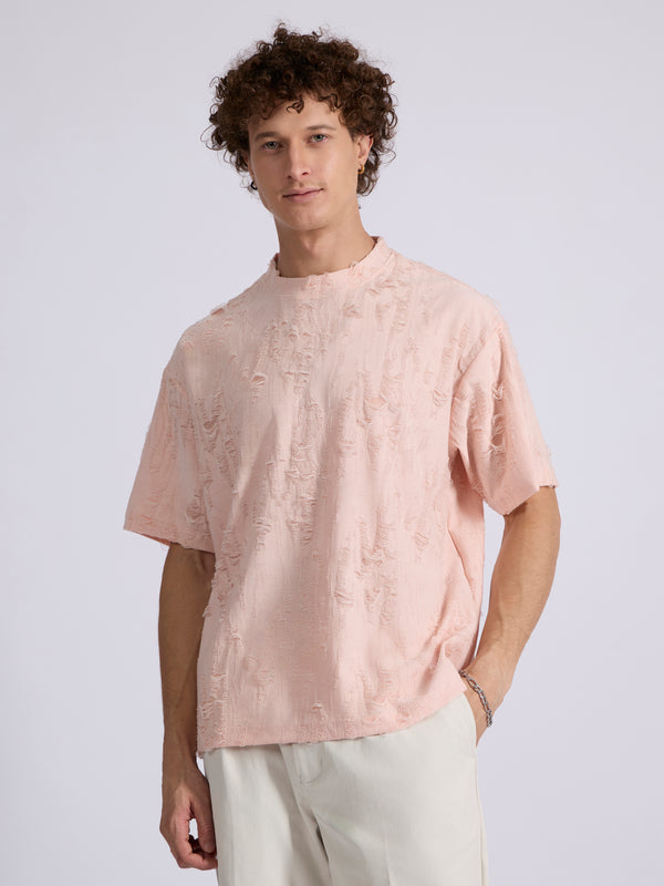Wexley - Distressed T Shirt - Pink