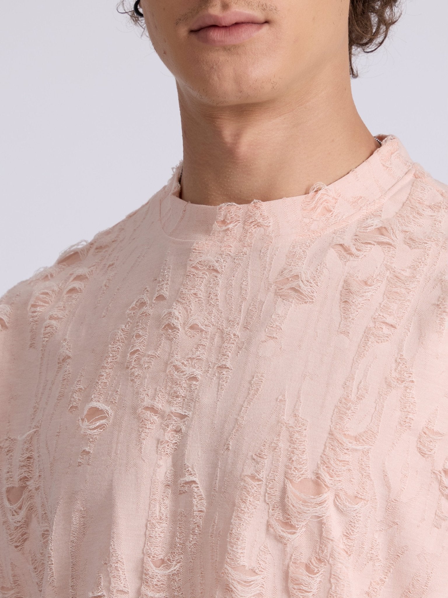 Wexley - Distressed T Shirt - Pink - Espanshe