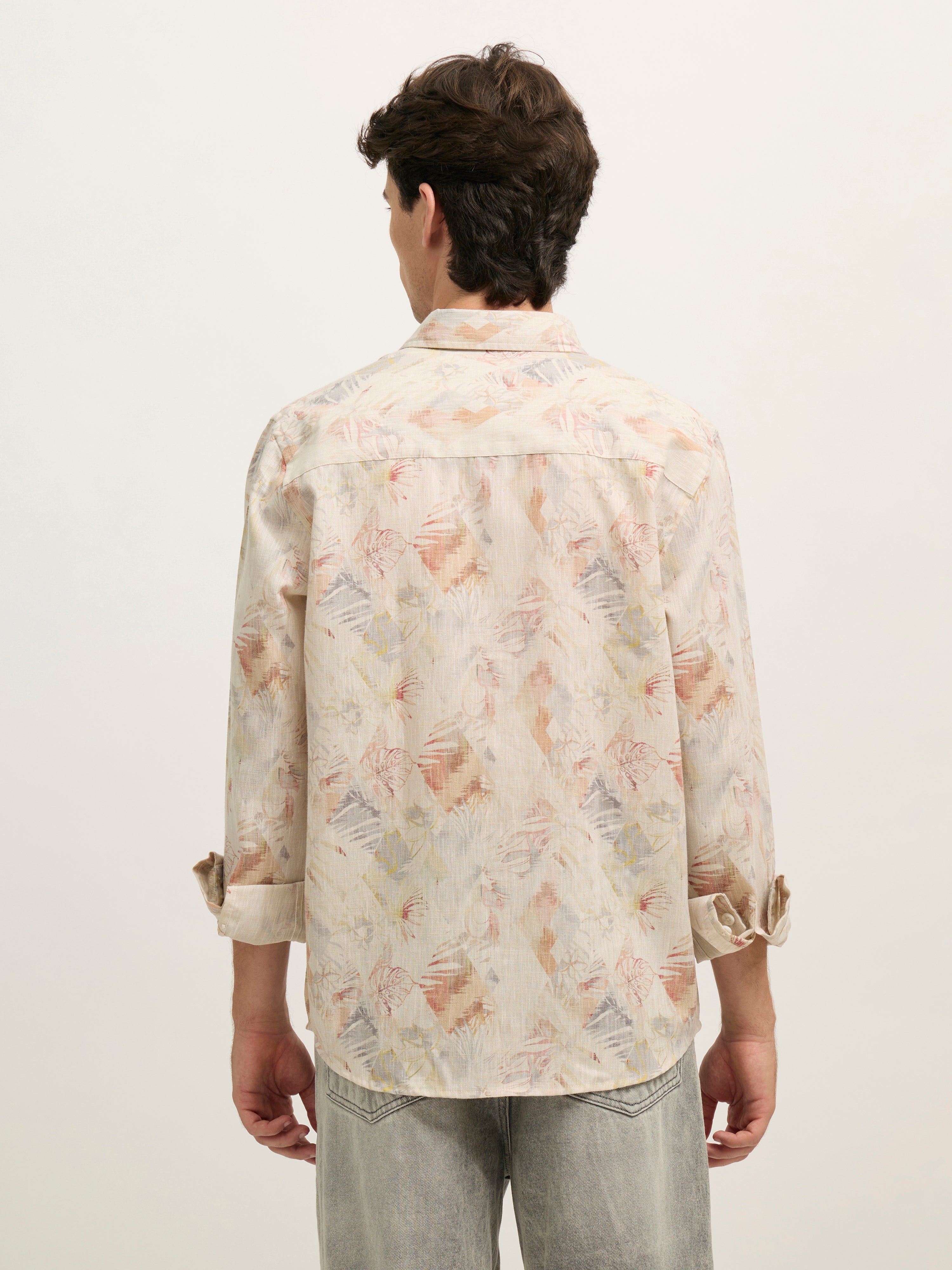 Men's Regular Floral Printed Shirt - Orange