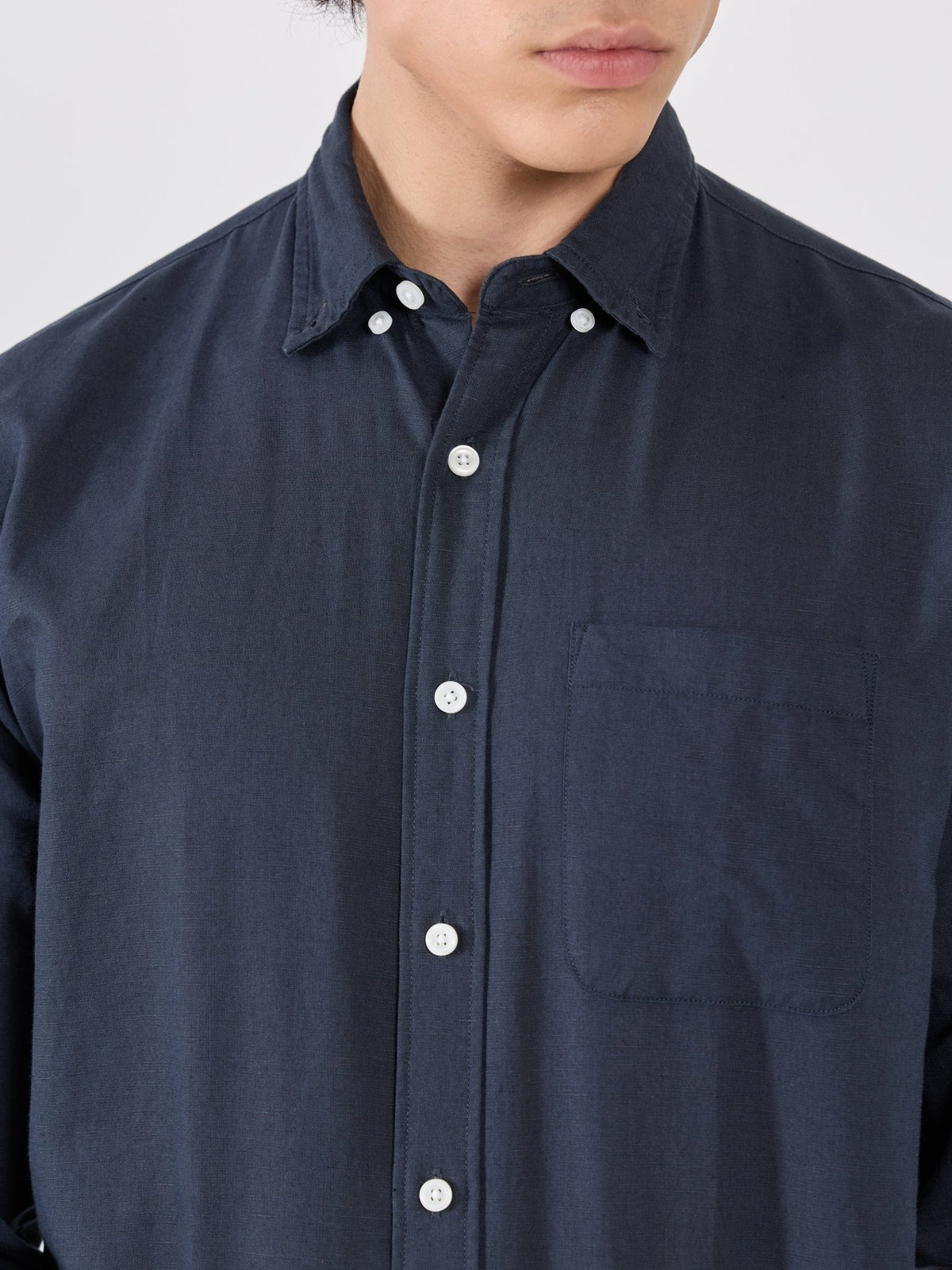Taloko - Relaxed Linen Shirt - Navy Blue - Espanshe