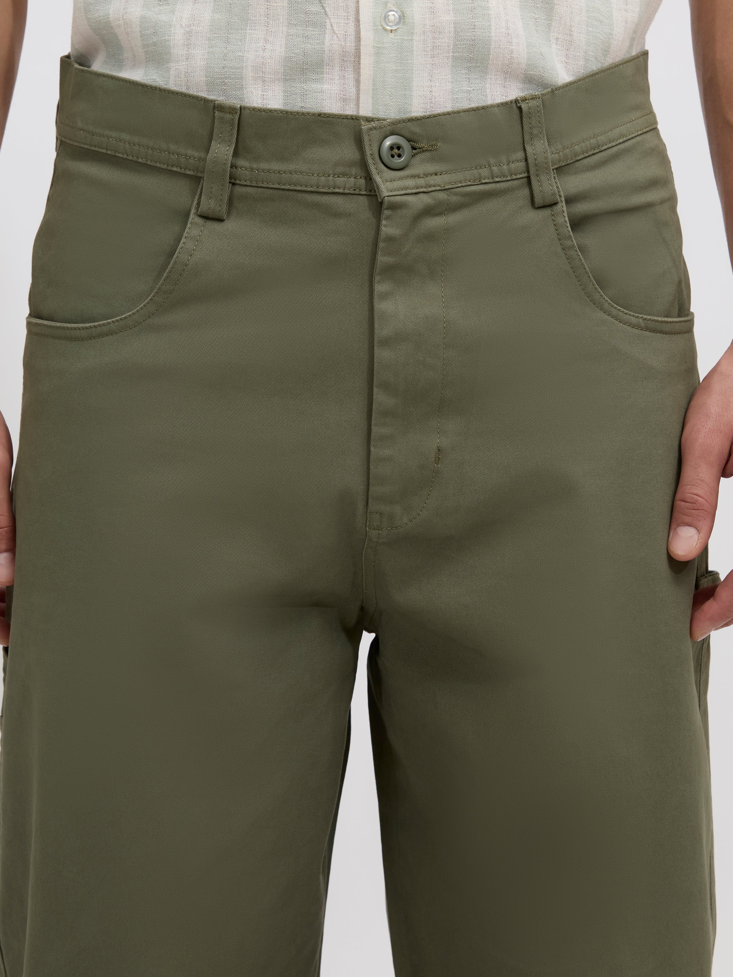 men's moss green supper baggy fit from cotton and lycra blend.