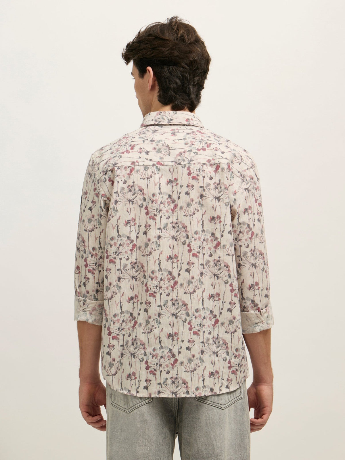 Westley - Regular Floral Printed Shirt - Pink Grey - Espanshe