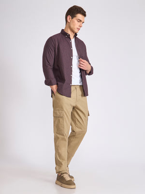 Men's jogger pant in tan with elasticated drawstring