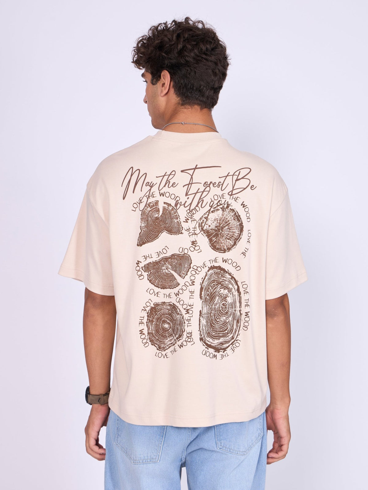 Moovin - Eco-Inspired Tree Rings Graphic T-Shirt - Cream - Espanshe