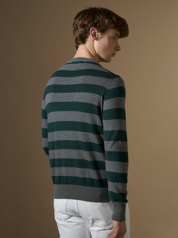 Piers - Striped Sweater Tee- Green