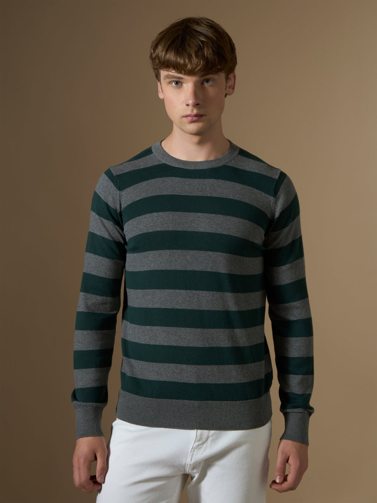 Piers - Striped Sweater Tee- Green - Espanshe