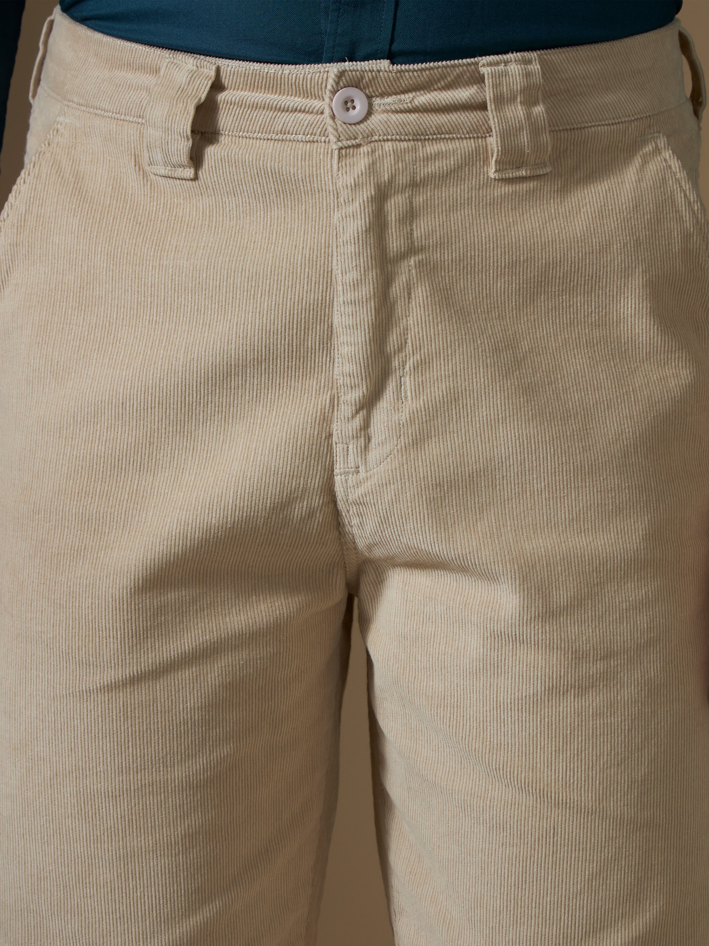 men's beige corduroy shorts made from pure cotton.