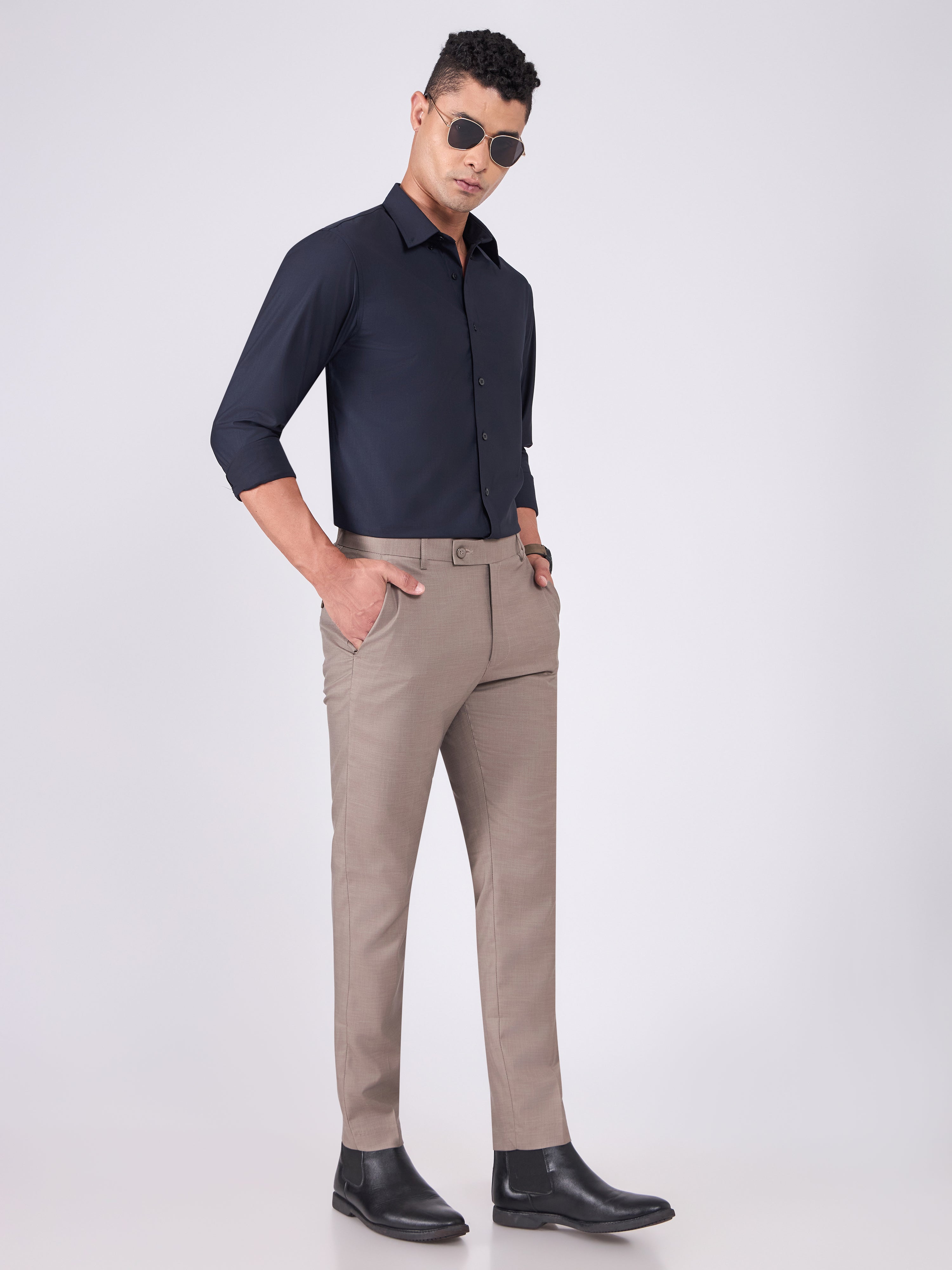 Itron - Skinny Fit Formal Pant - Brown