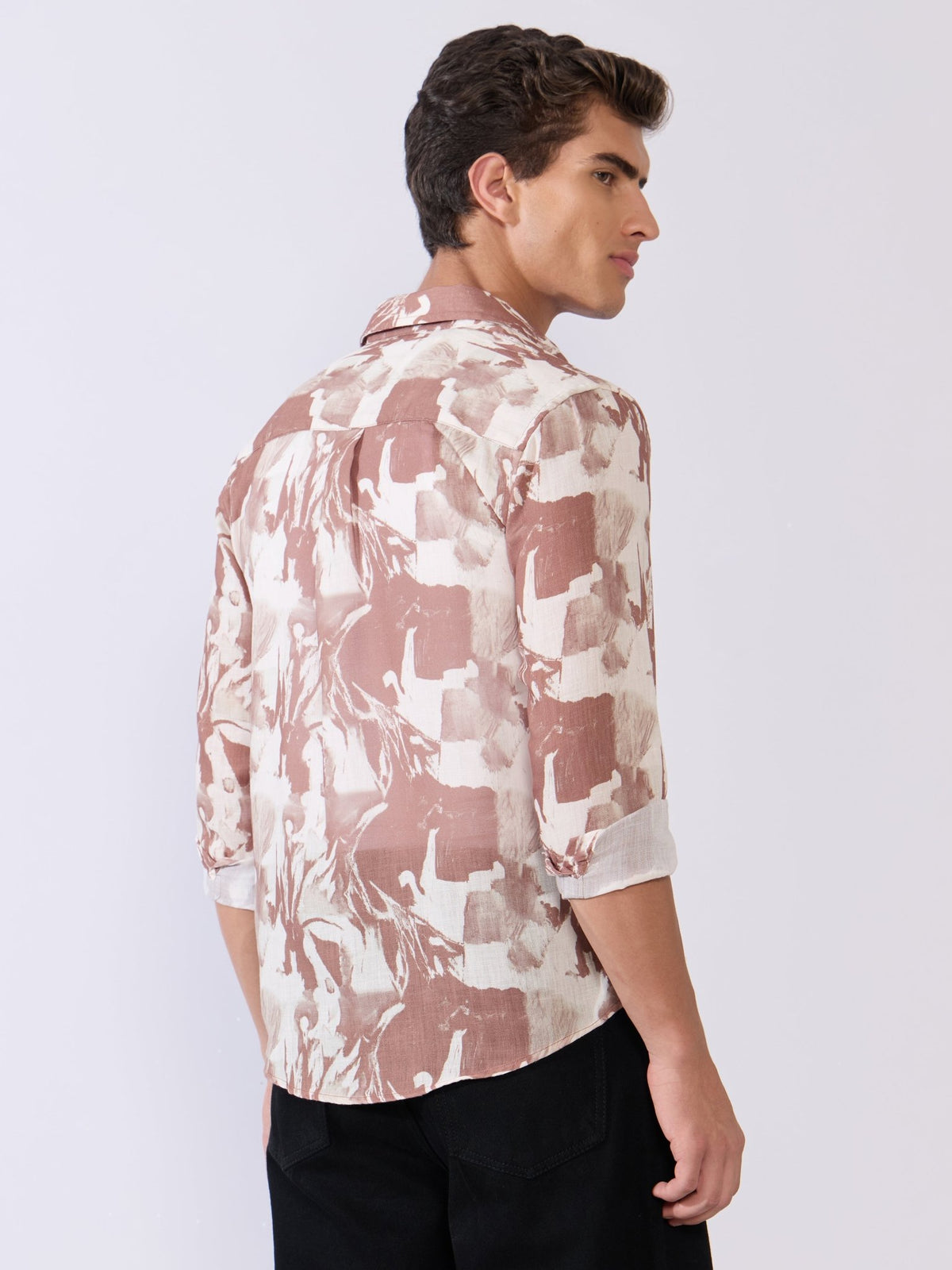 Mitaka - Relaxed Printed Shirt - Brown - Espanshe