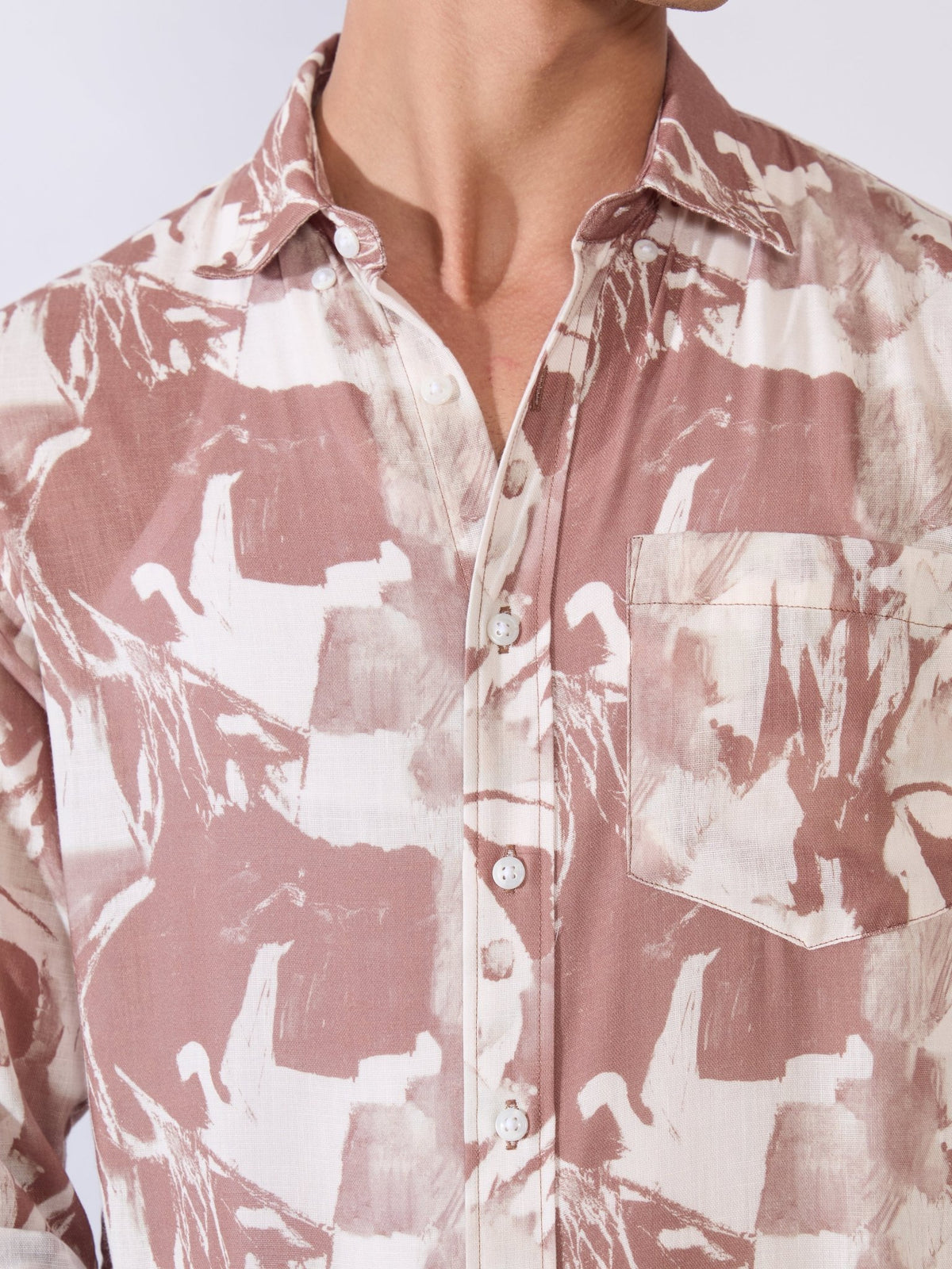 Mitaka - Relaxed Printed Shirt - Brown - Espanshe
