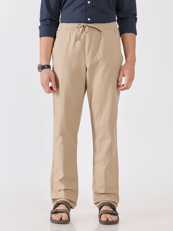 Grantham - Relaxed Fit Linen Joggers - Biscuit