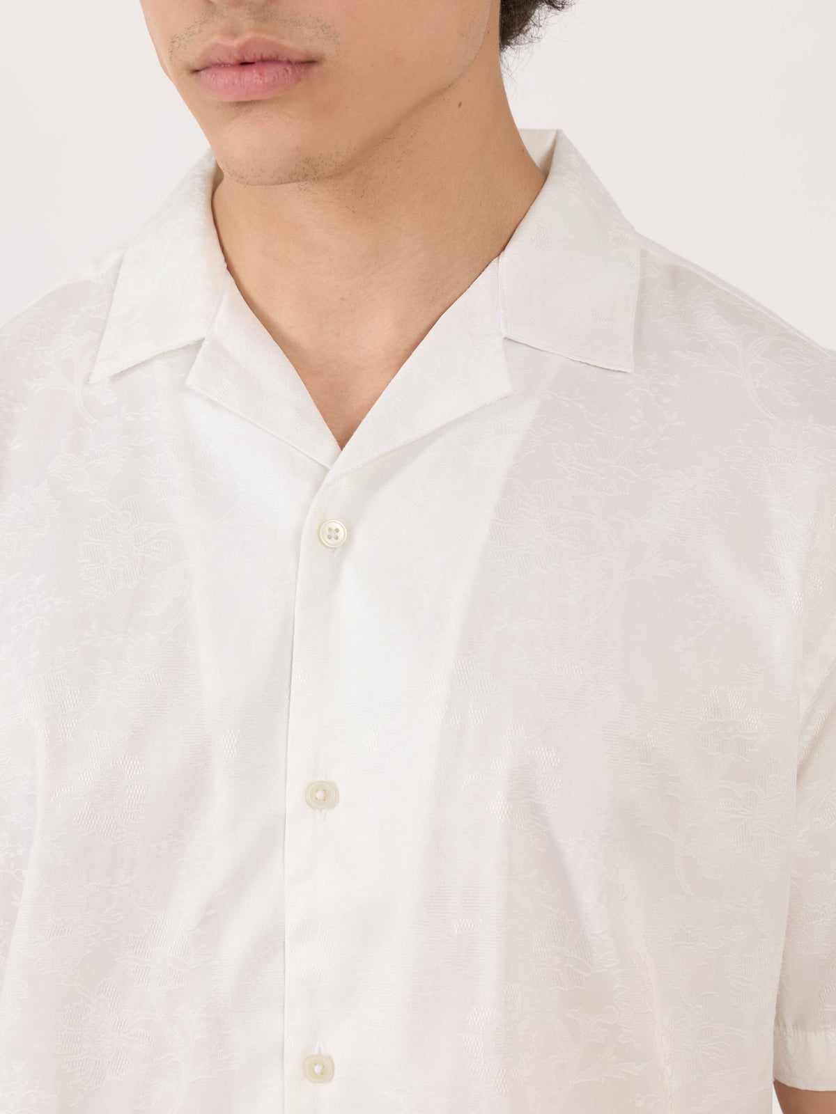 Pova - Embroidered Cuban Collar Shirt - White - Espanshe