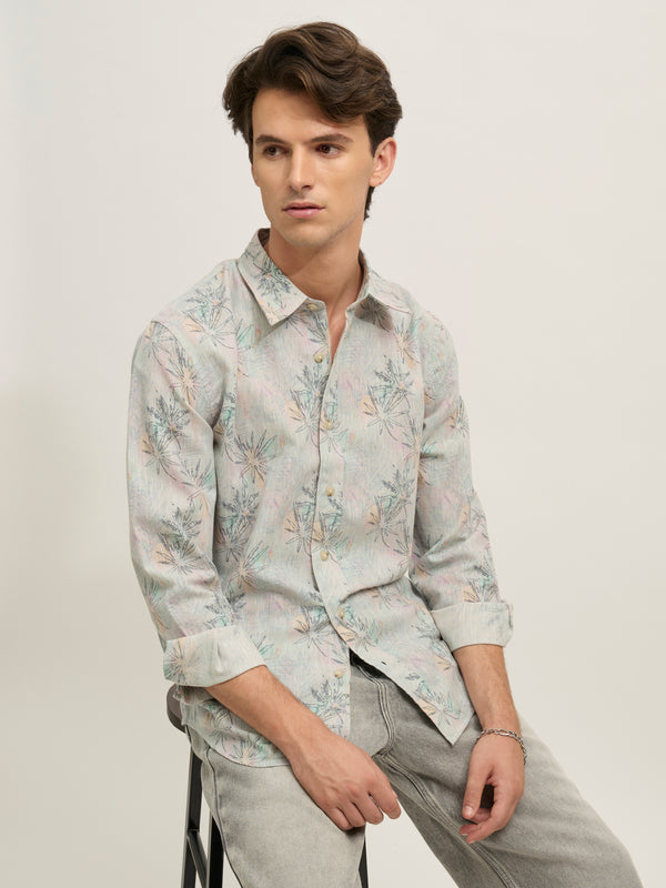 Westley - Regular Floral Printed Shirt - Green