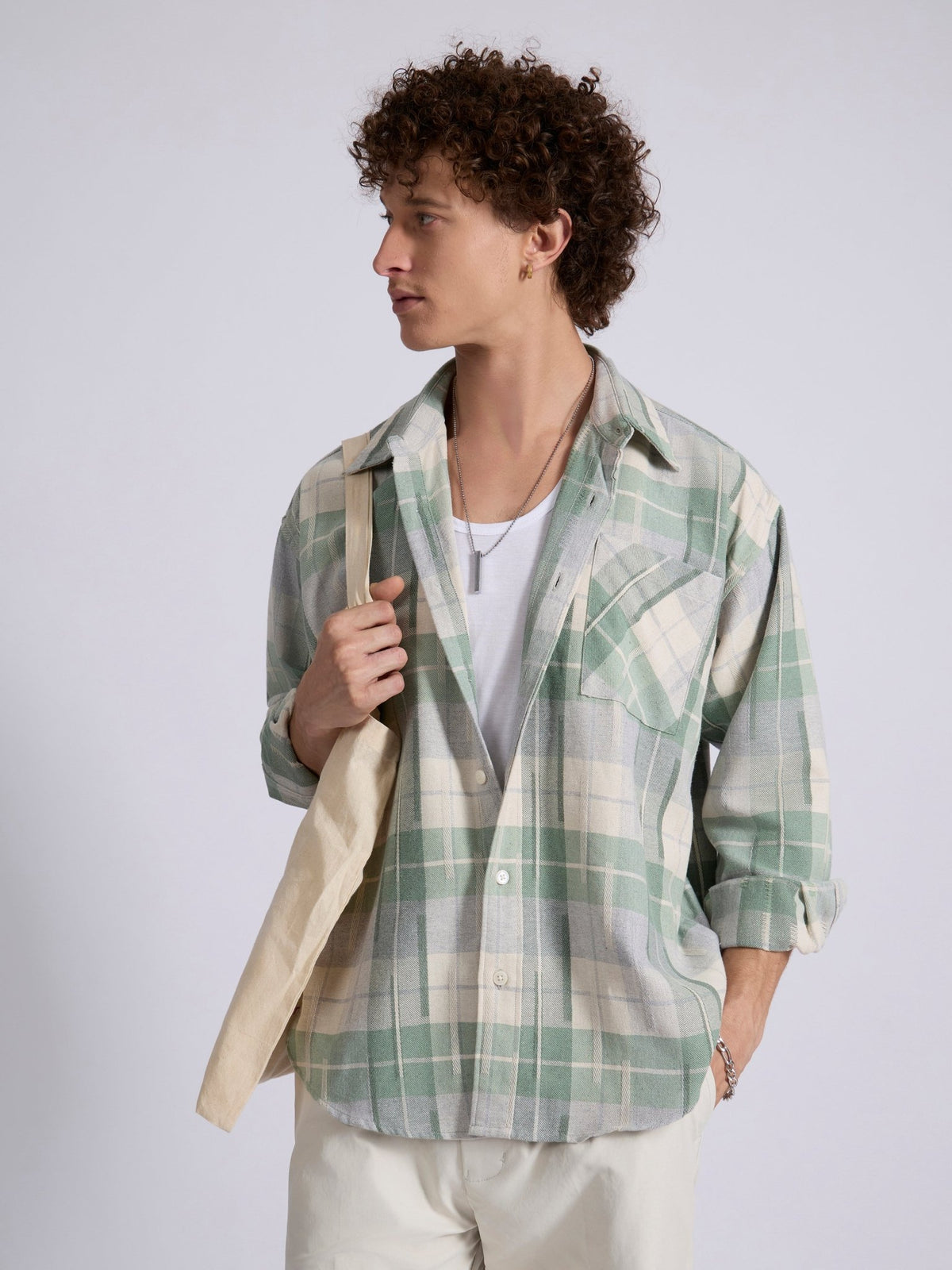 Talbot - Drop Shoulder Checks Shirt - Light Green - Espanshe