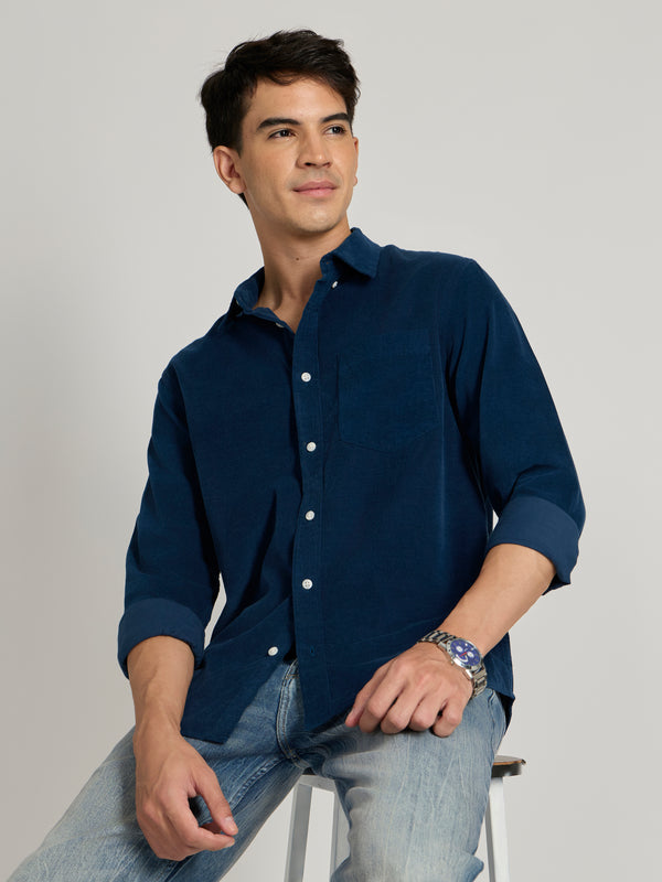 Zorin - Relaxed Corduroy Shirt - Blue
