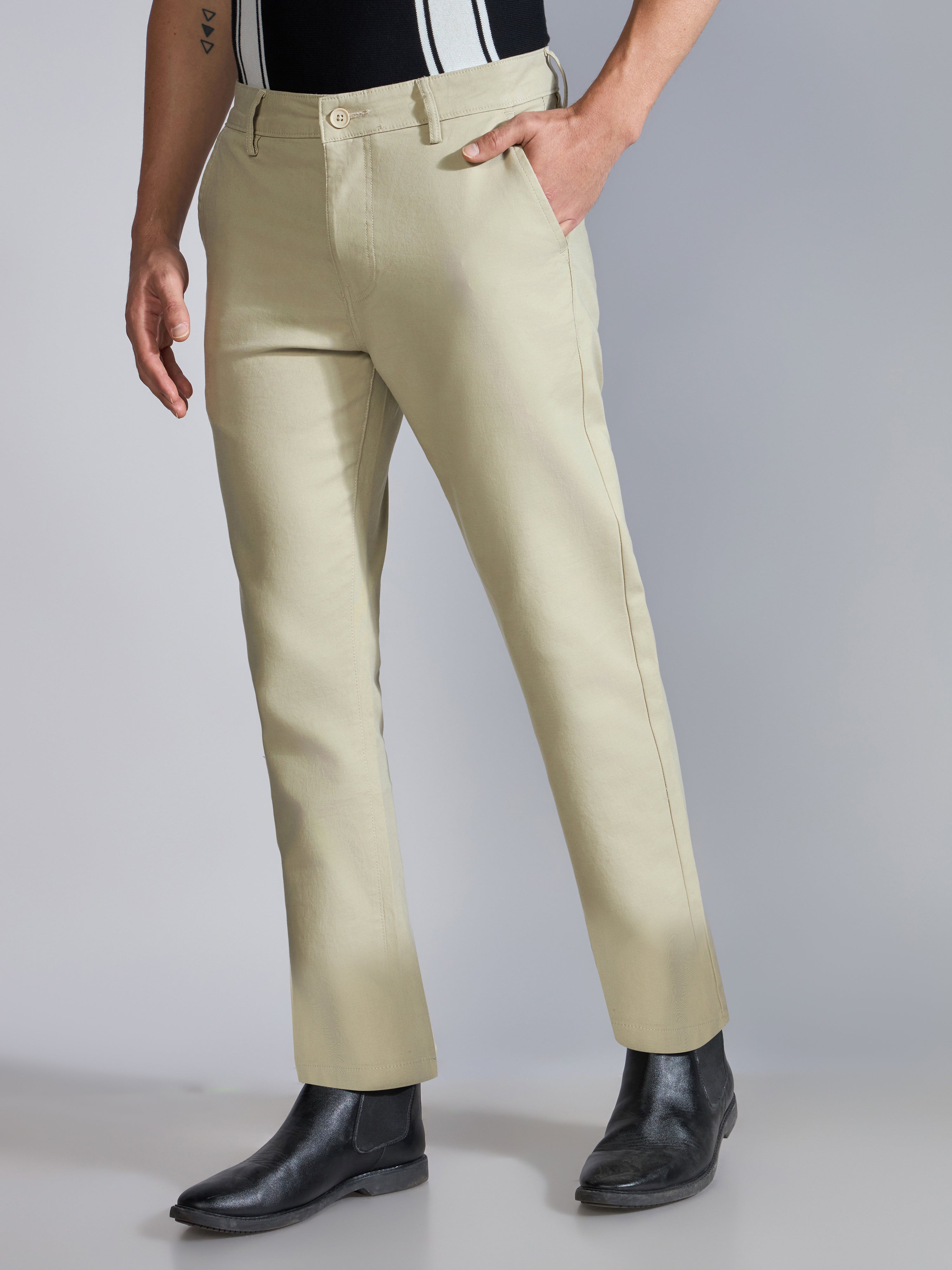 Orren - Slim Fit Cotton Pant - Dusty Yellow