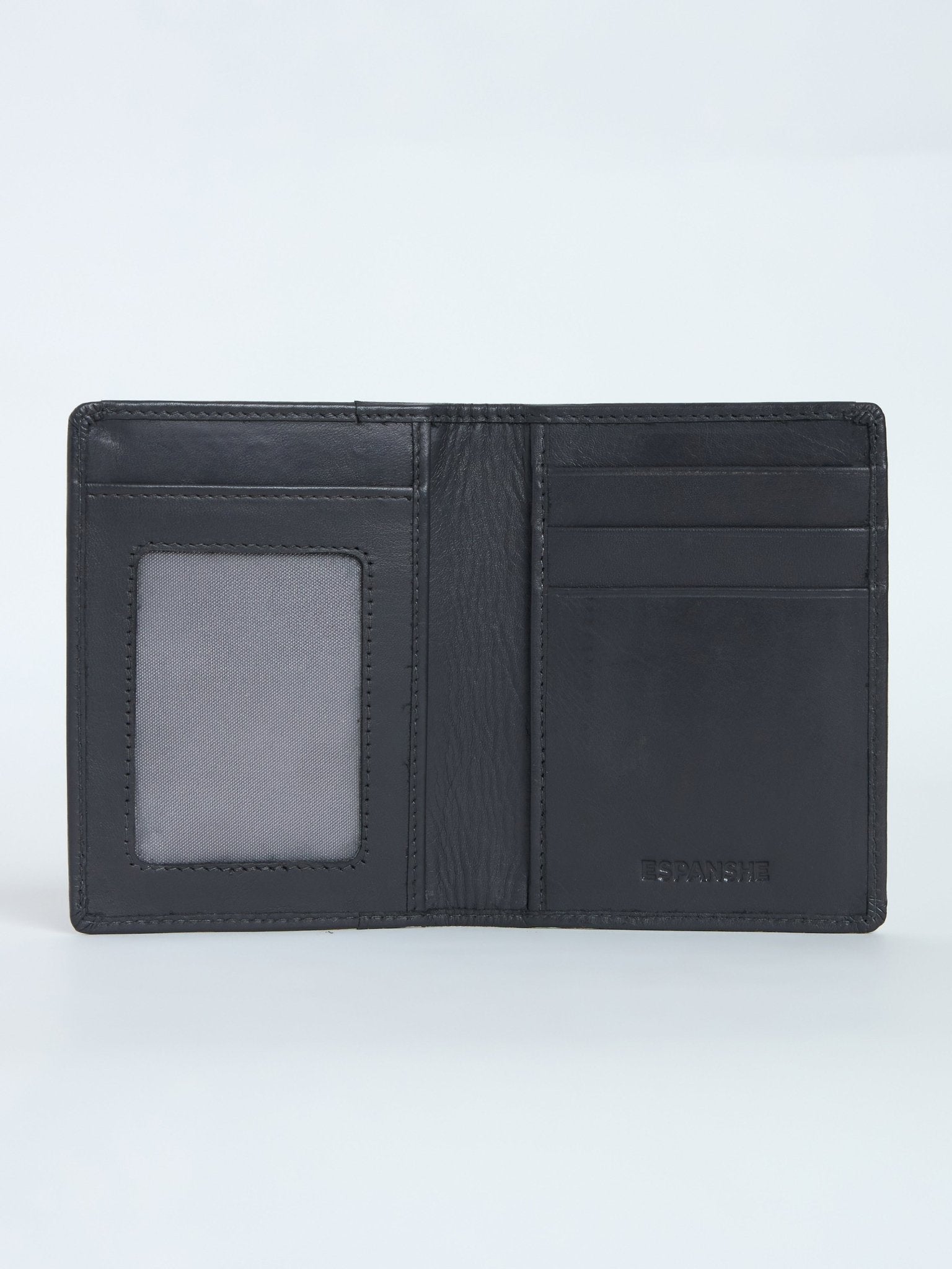 Arctic-11 - Card Holder Leather Wallet with ID Window - Grey - Espanshe