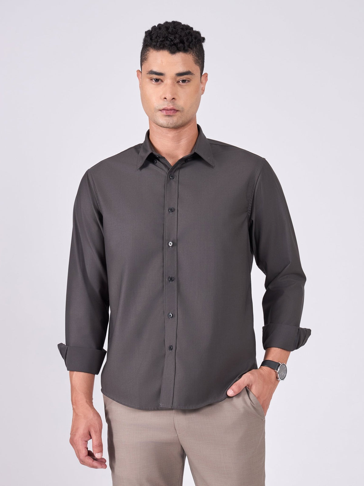 Orville - Tencel Plain Shirt - Dark Olive - Espanshe