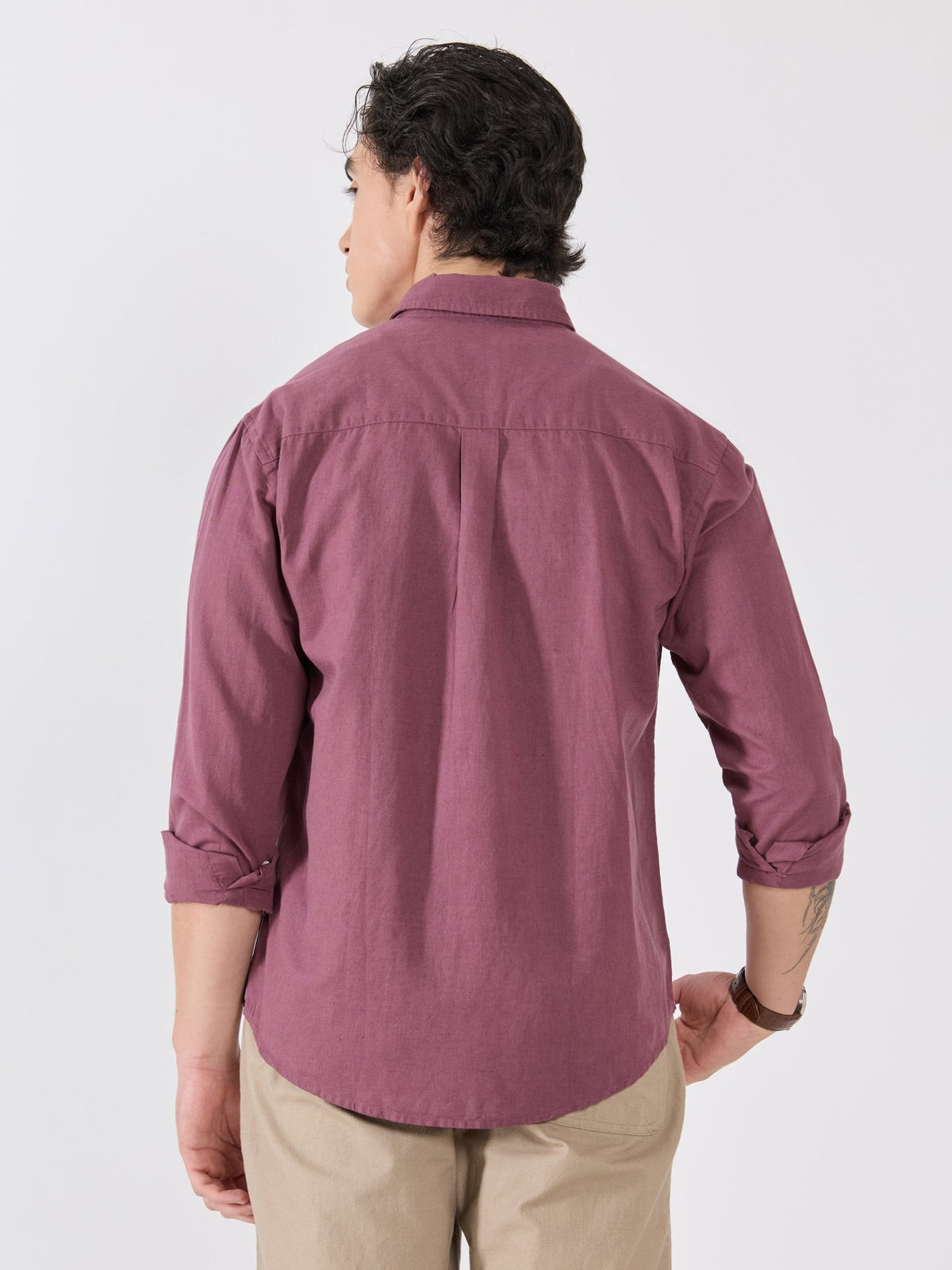 Taloko - Relaxed Linen Shirt - Mauve - Espanshe