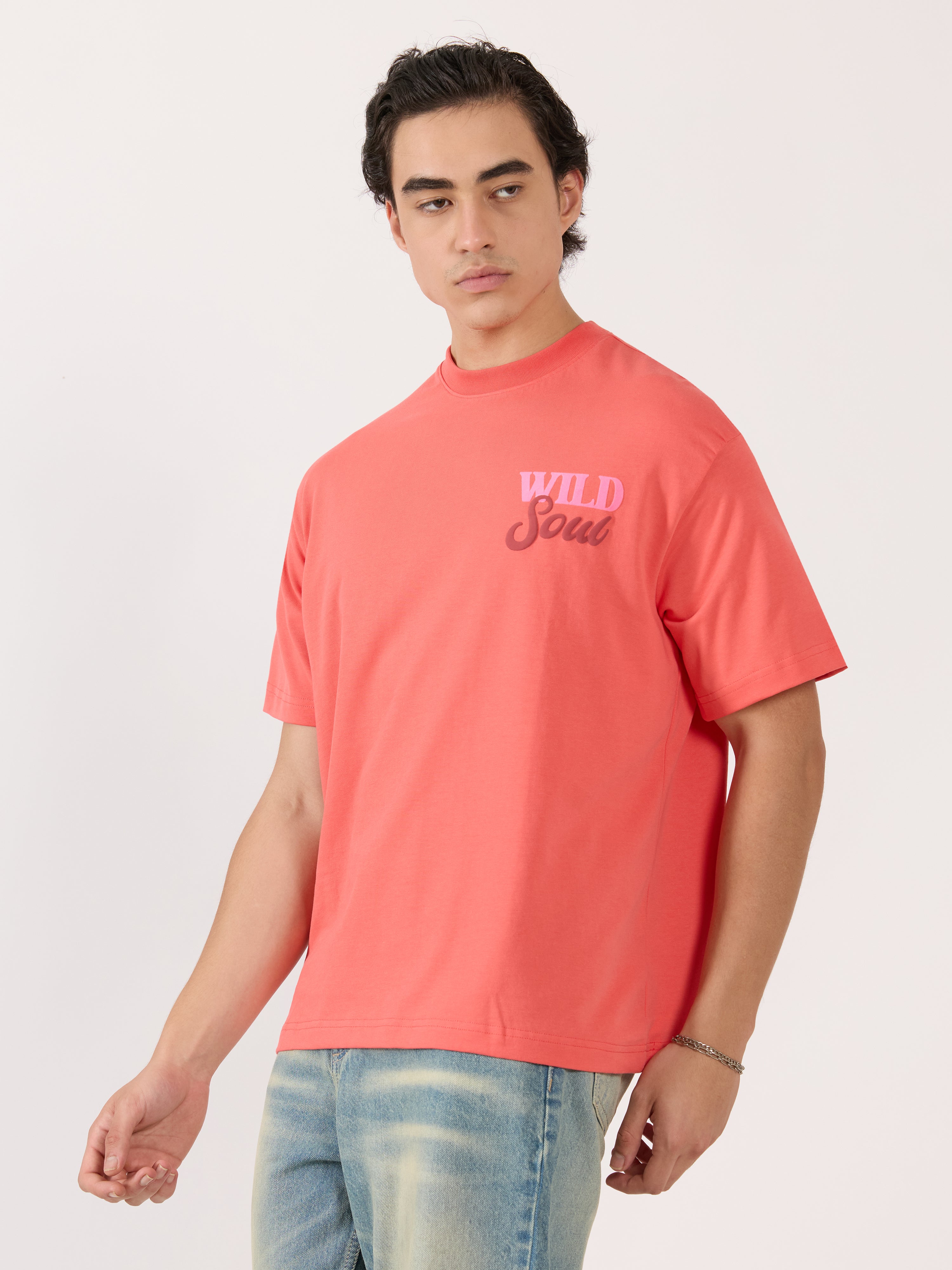Men's Graphic neon peach Loose Fit T-Shirt