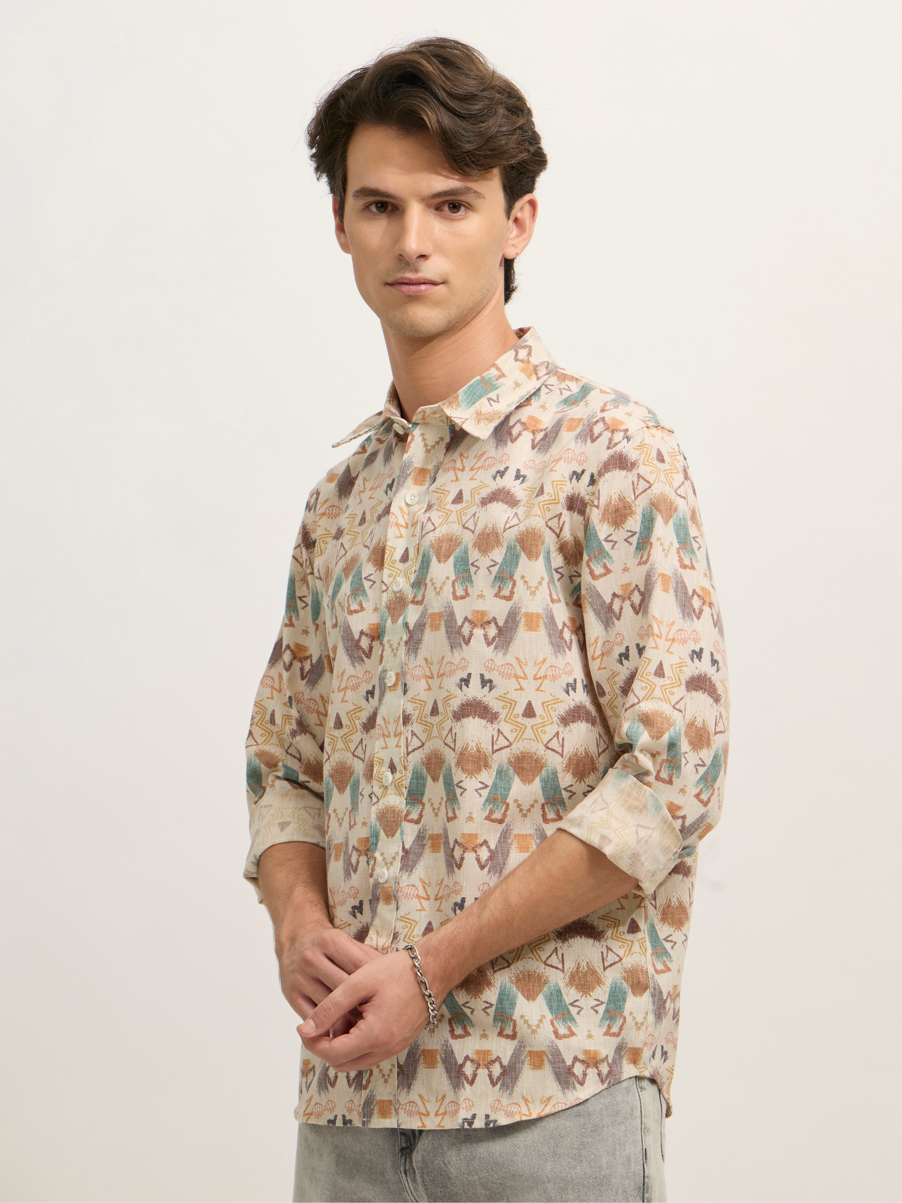 Westley - Regular Floral Printed Shirt - Brown