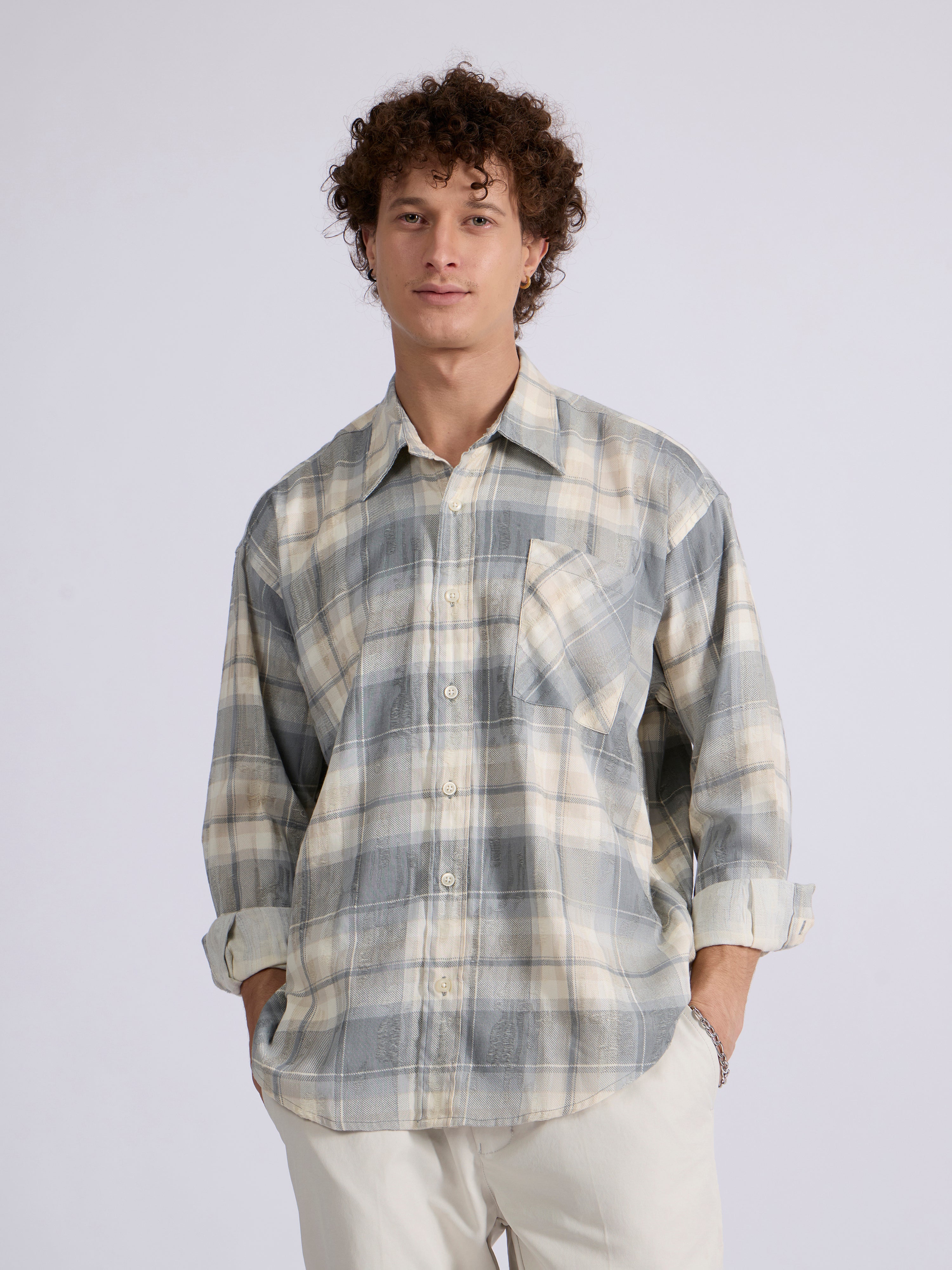 Men's Drop Shoulder Checks Shirt