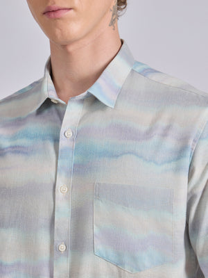 Printed Half Sleeve Shirt - Light Blue