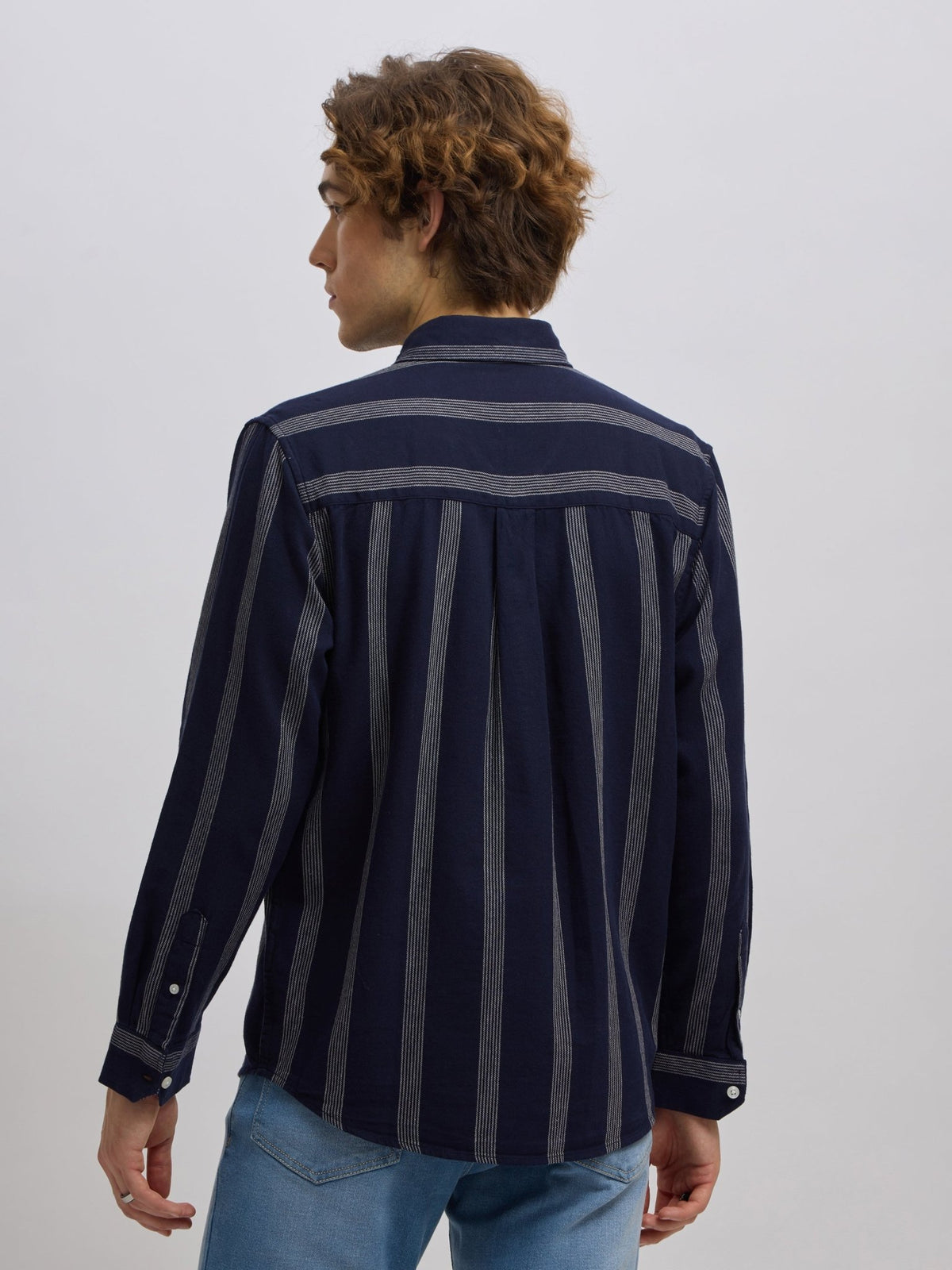 Mosty - Regular fit striped shirt - Navy Blue - Espanshe
