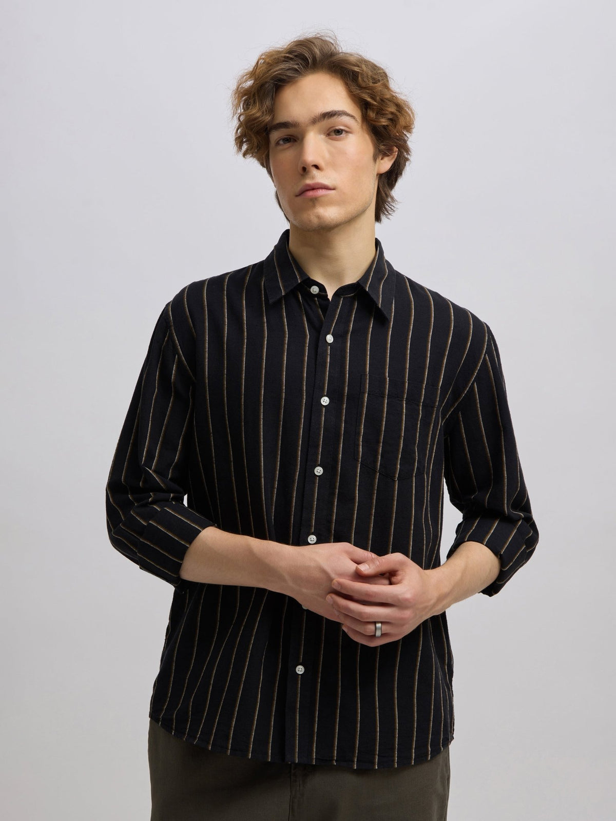 Mosty - Regular fit striped shirt - Black - Espanshe
