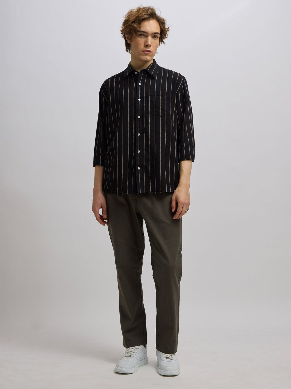 Mosty - Regular fit striped shirt - Black - Espanshe