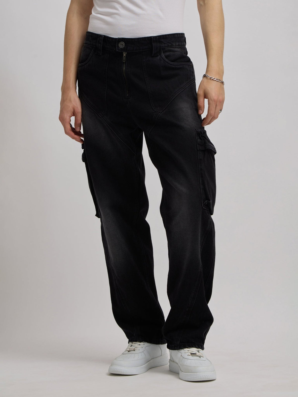 Vinnie - Cargo Jeans - Black - Espanshe