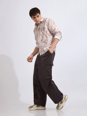 men's parachute cargo pants in ash color