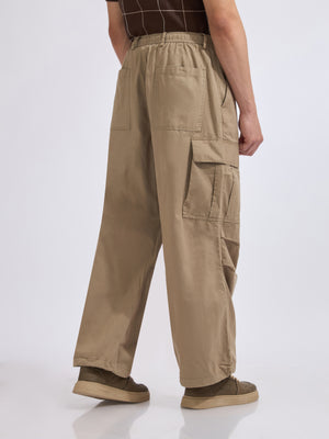 men's parachute cargo pants in chikku color