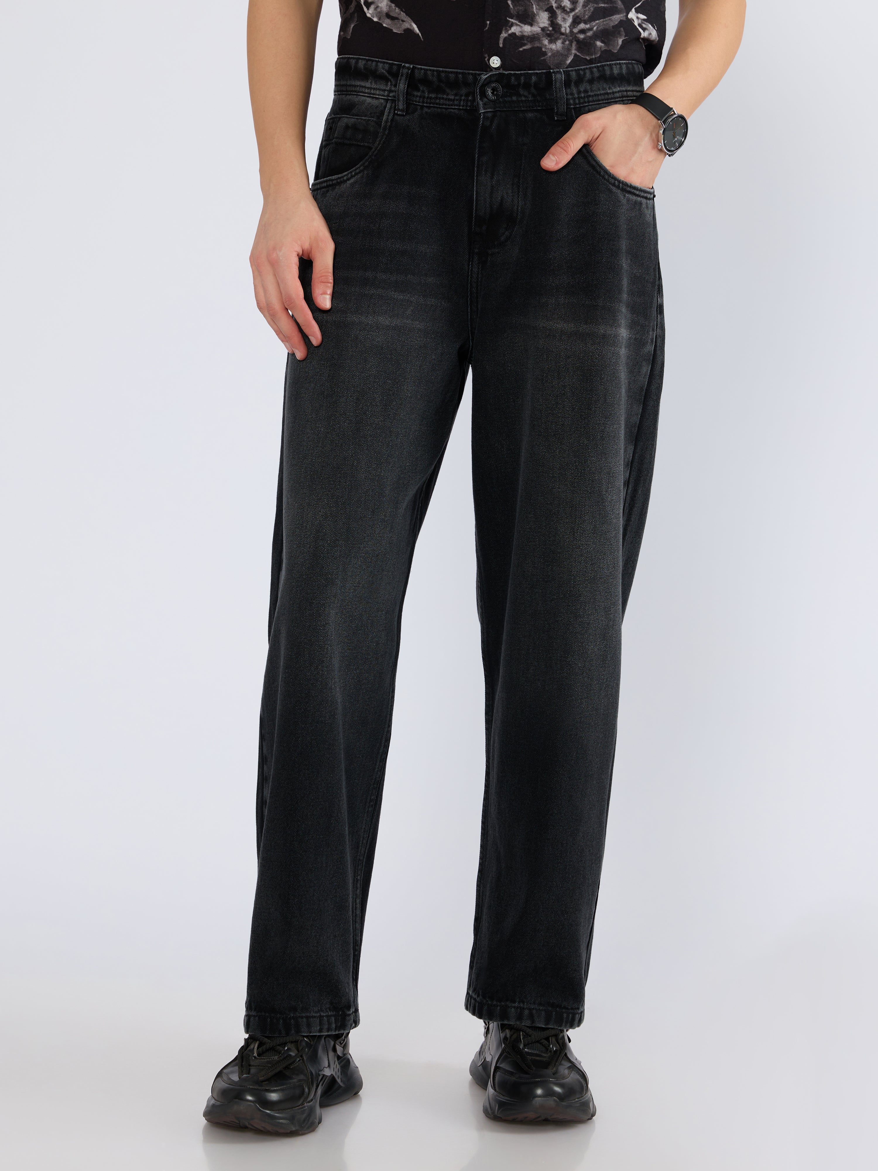 Men's Super Baggy Jeans in Black Fade