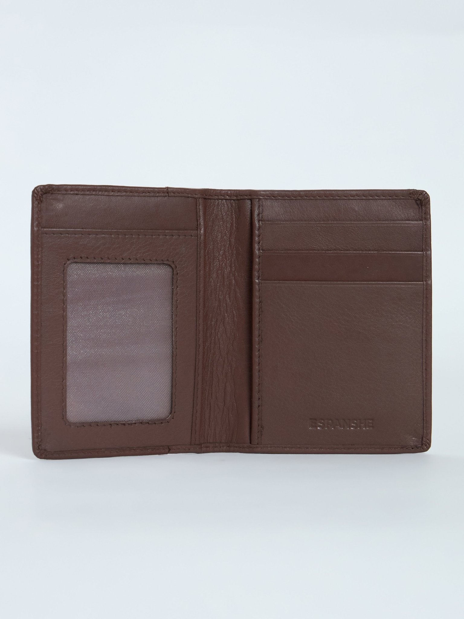 Arctic-11 - Card Holder Leather Wallet with ID Window - Brown - Espanshe