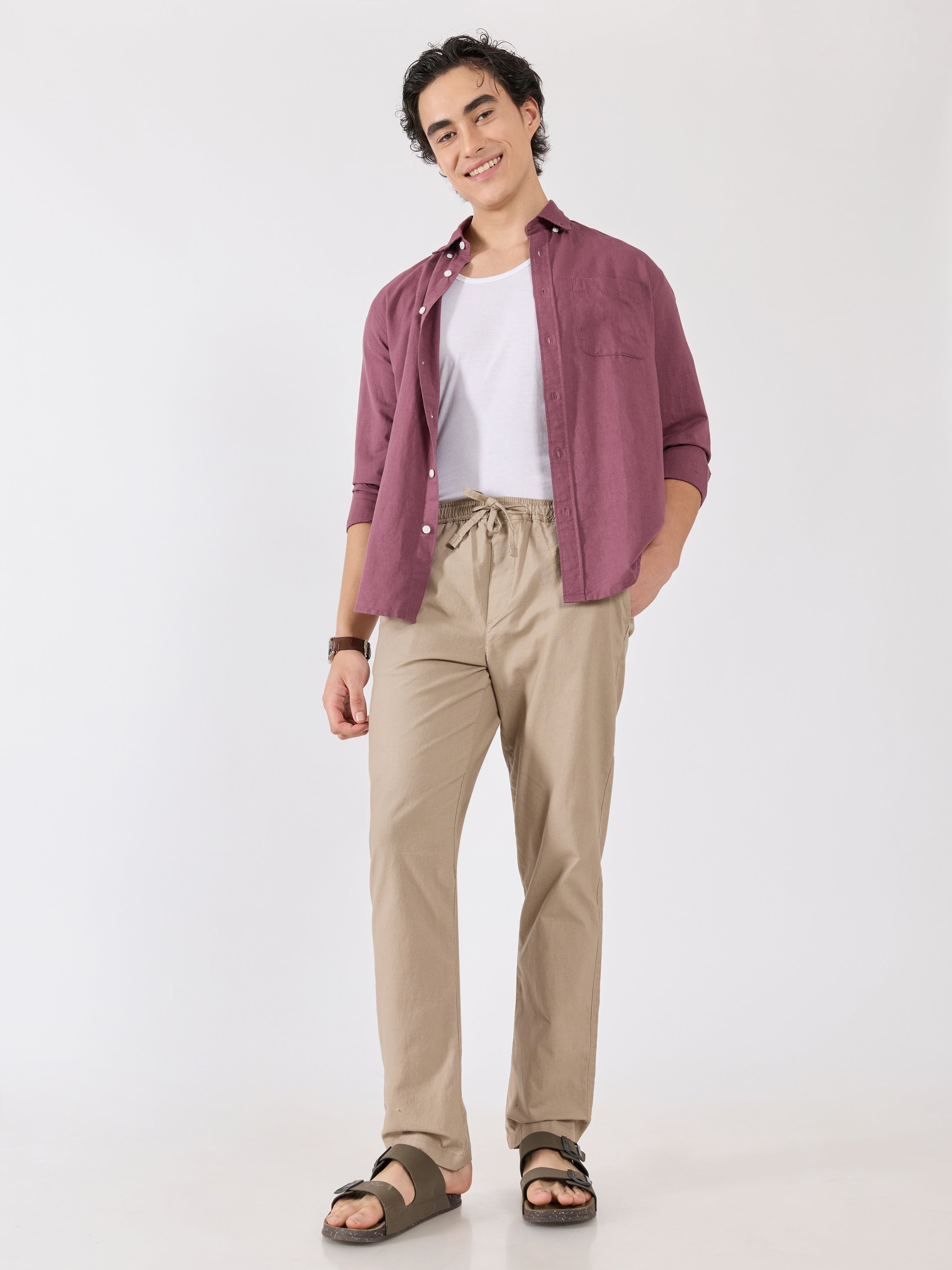 Men's  Relaxed Fit Joggers - beige