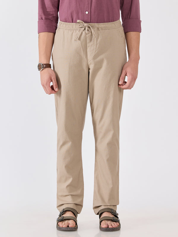 Grantham - Relaxed Fit Linen Joggers - Beige