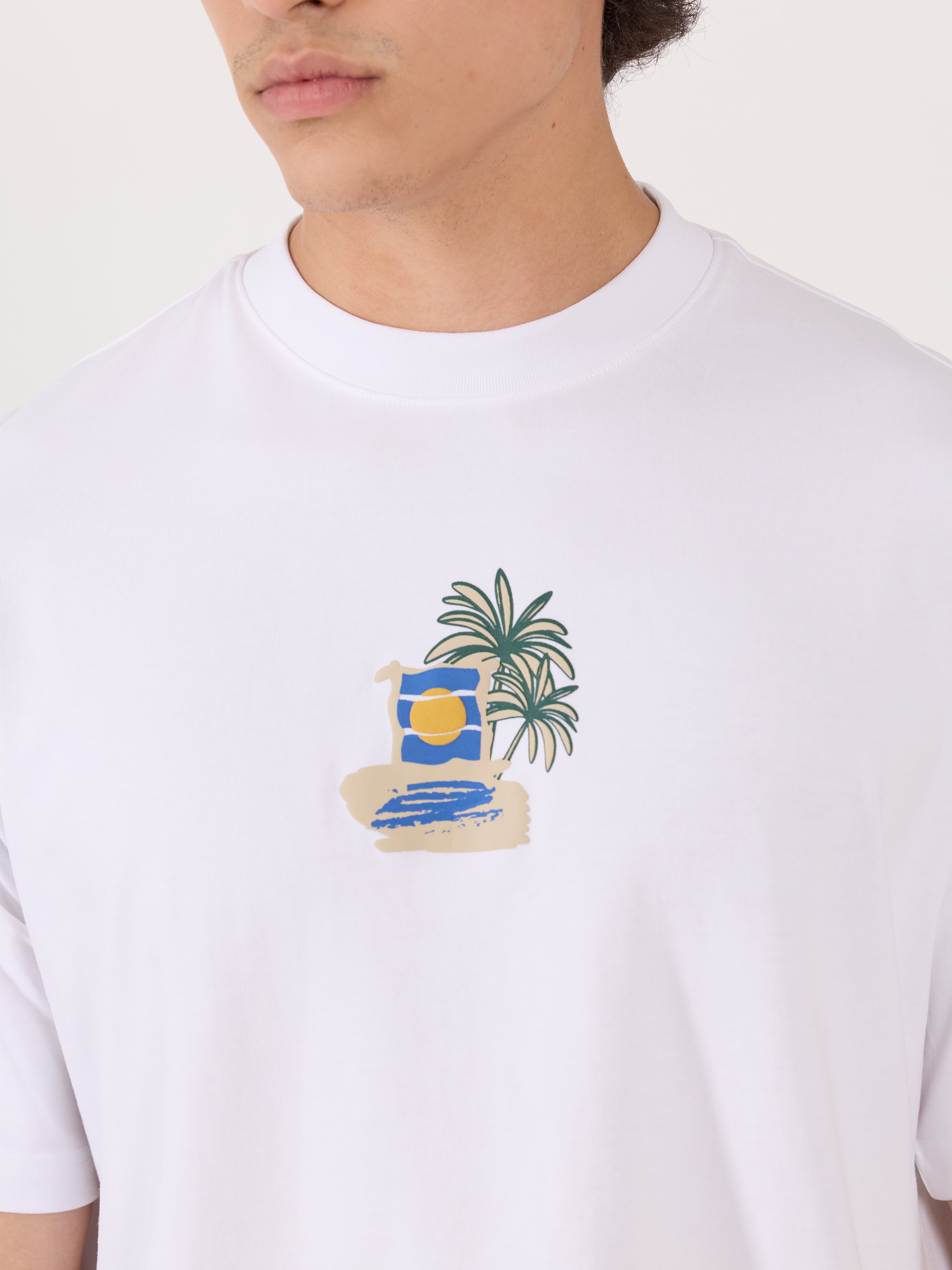 Men's Printed Loose Fit T-Shirt in white