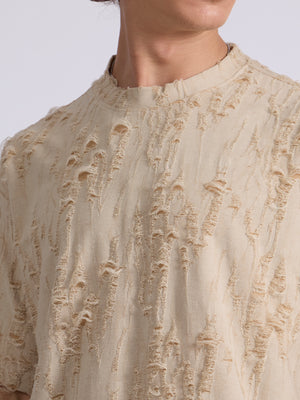 men's  Distressed T Shirt in Fawn