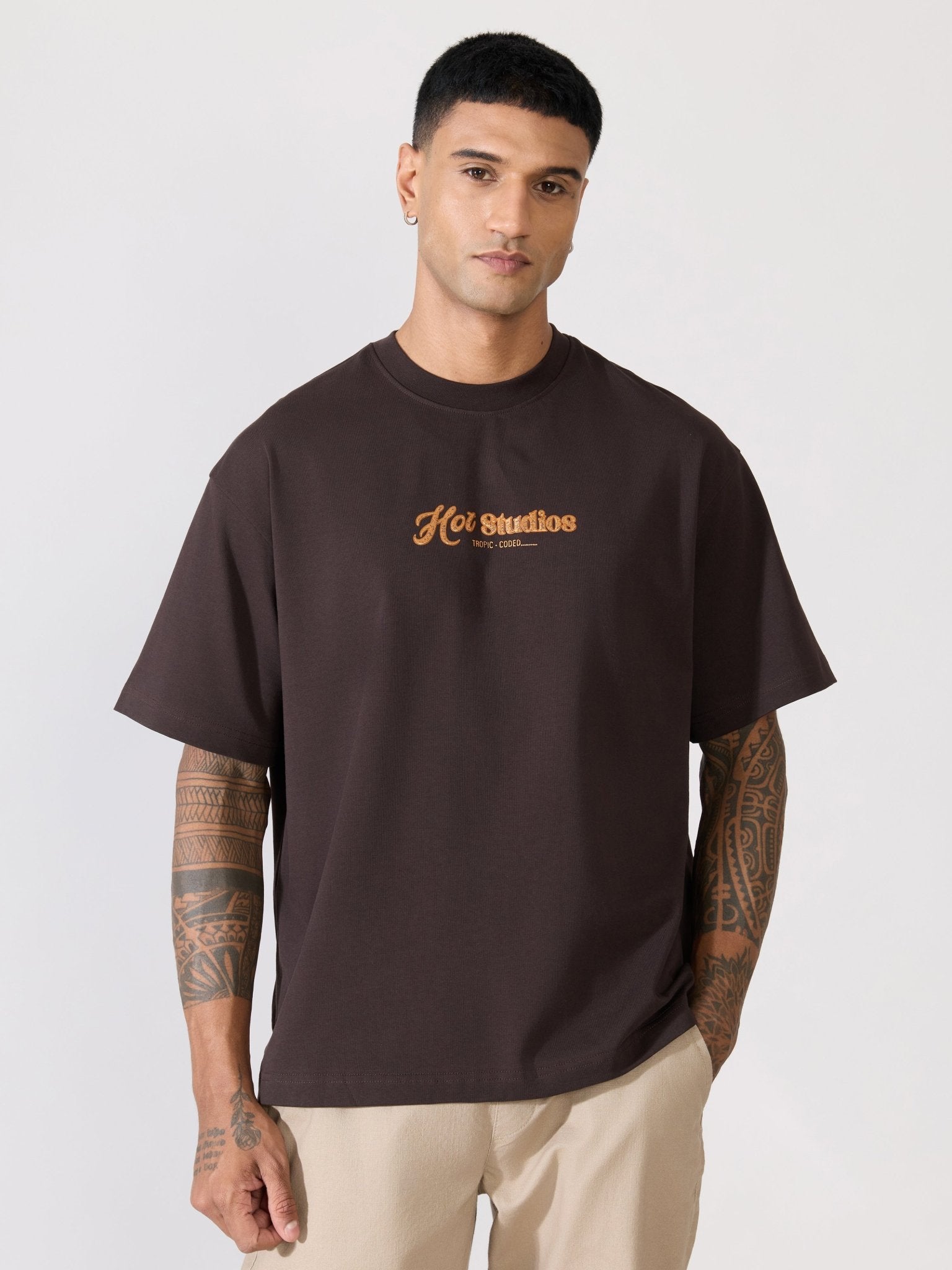 Loveex - Hot Studios Graphic Coffee Brown T-Shirt - Espanshe