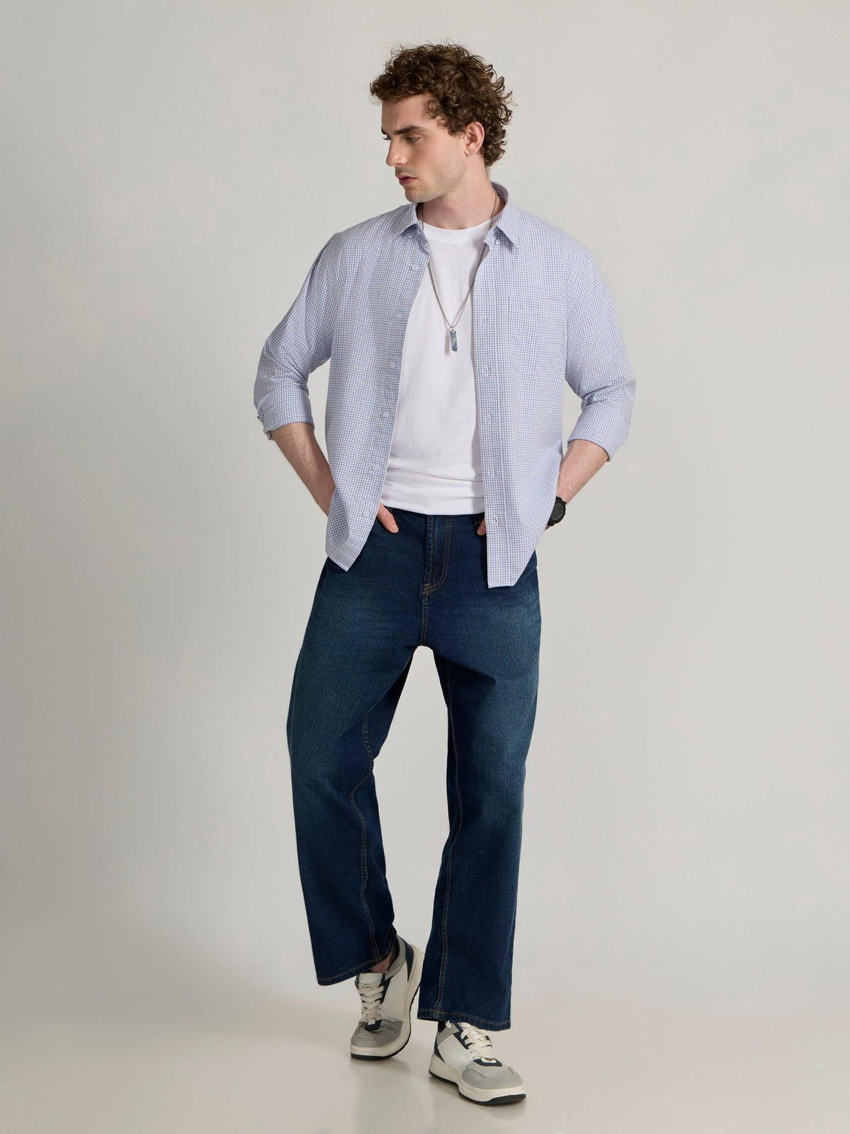 Torsten - Relaxed Fit Checks Shirt - Blue - Espanshe