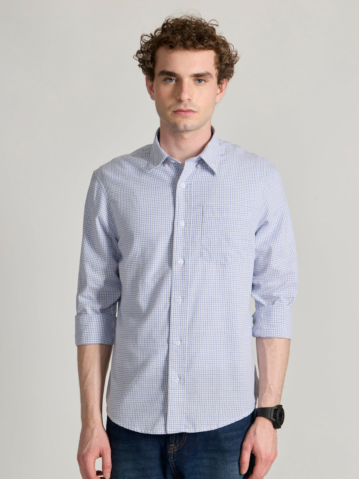 Torsten - Relaxed Fit Checks Shirt - Blue - Espanshe
