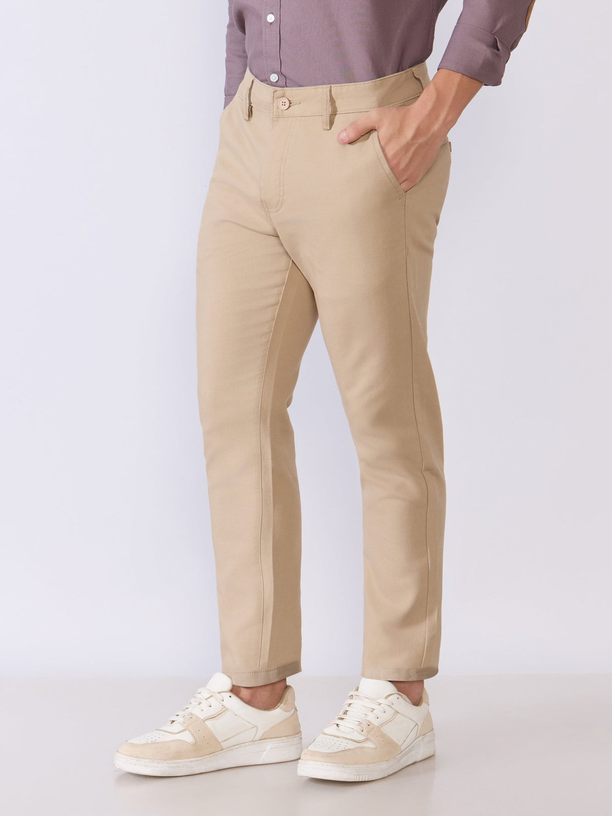 Orren - Slim Fit Cotton Pant - Dark Beige - Espanshe