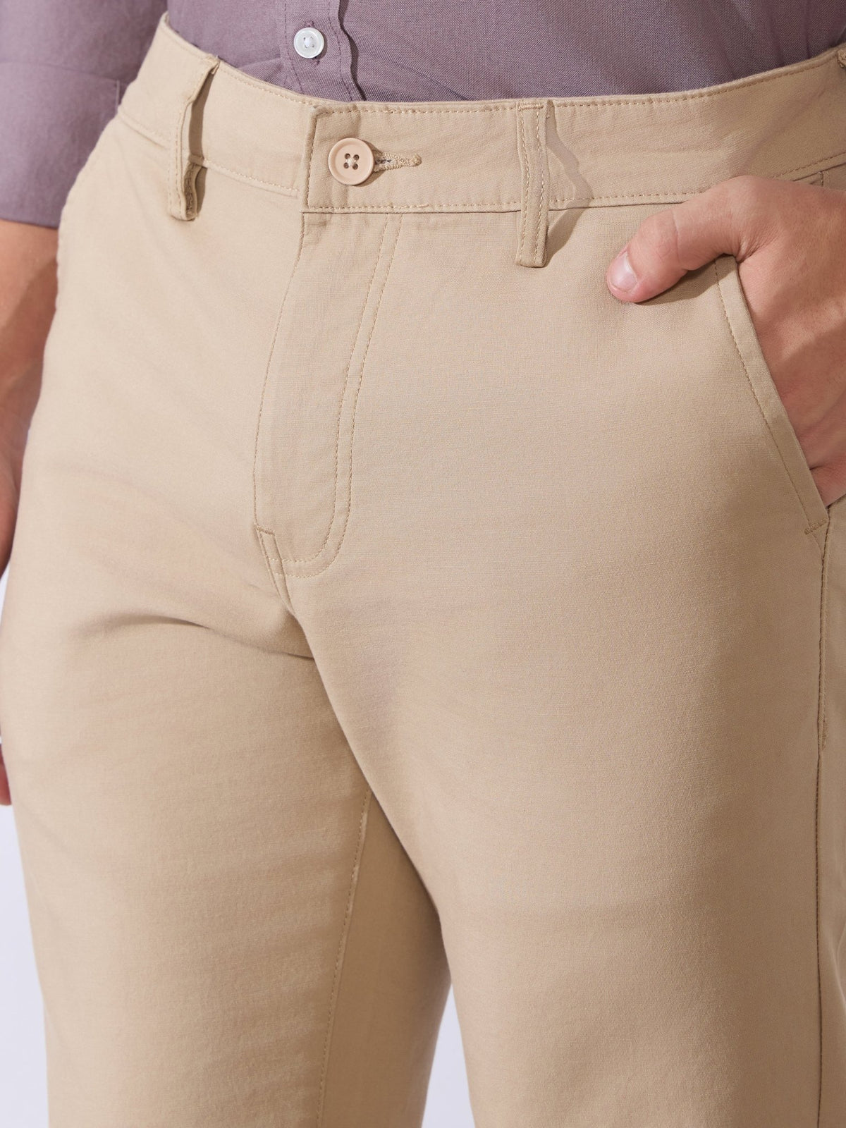Orren - Slim Fit Cotton Pant - Dark Beige - Espanshe