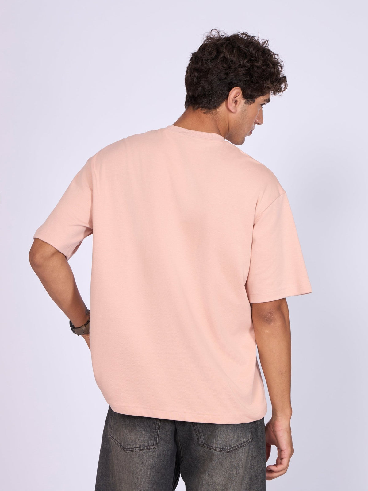 Trace - Bermuda Triangle Printed Loose Fit T-Shirt - Peach - Espanshe
