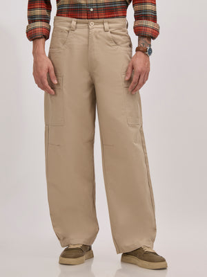 men's super baggy fit pant in tan color