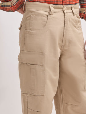 men's super baggy fit pant in tan color