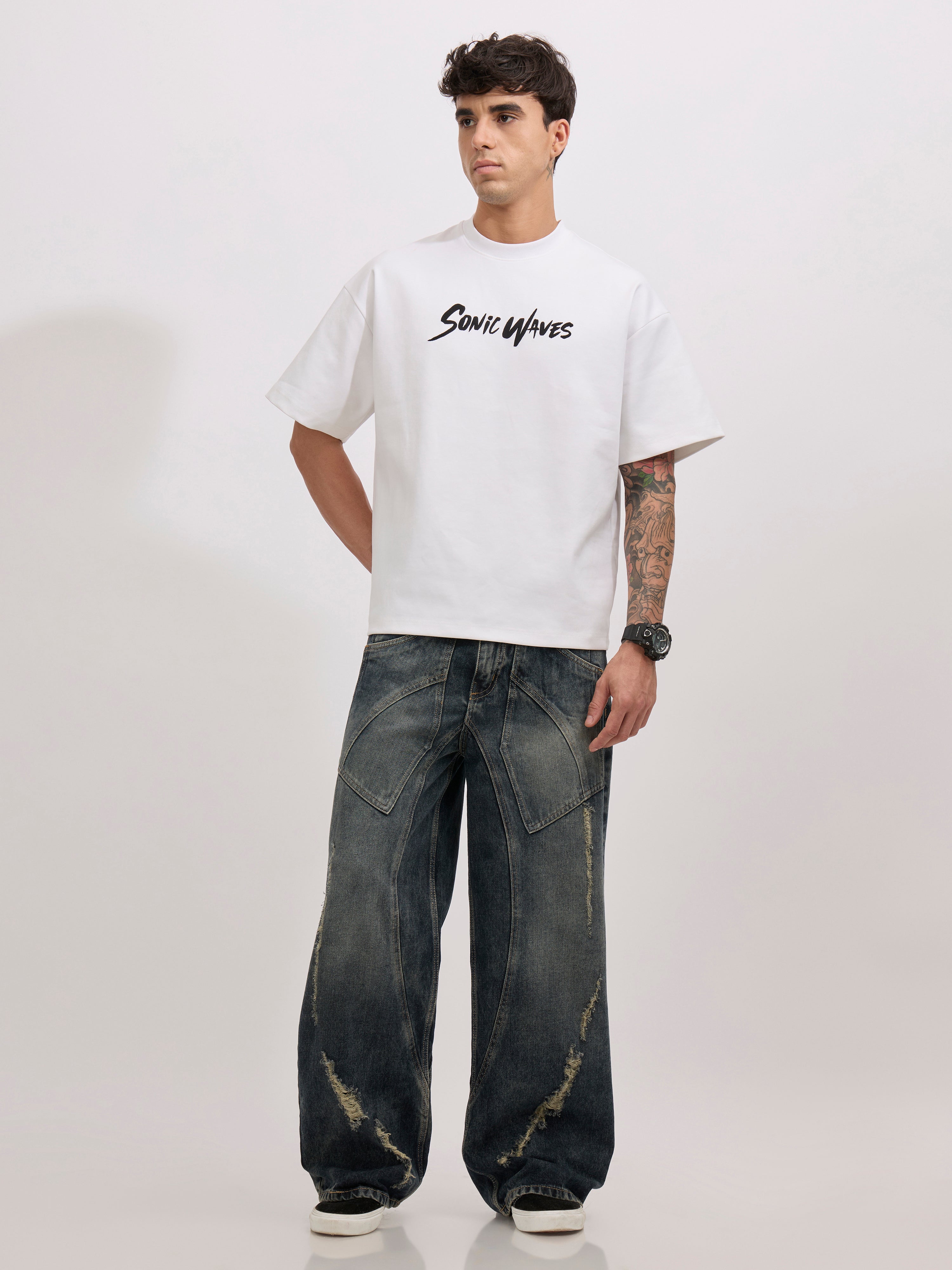 men's baggy fit jeans in blue shade